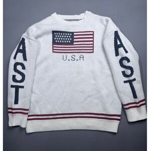 Dazy USA American Flag AST Knit Sweater Womens Medium Patriotic Crewneck Top